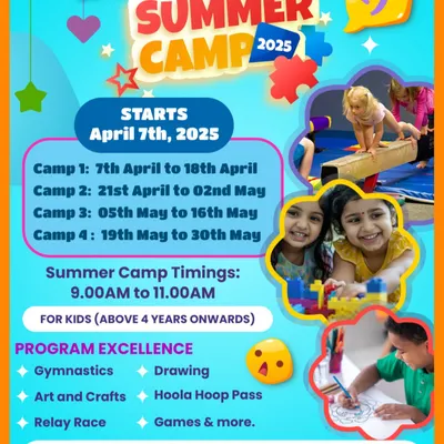 All the details for our Gymnastics Summer Camp in one place. We offer multiple batches with a mix of gymnastics, art, and games for a well-rounded experience.