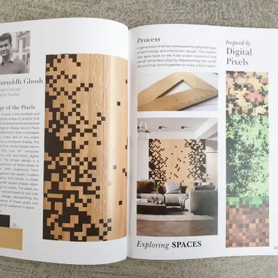 We were honored to be featured by Pllum Legno for their Morpheus collection. Our "Rage of the Pixels" design, inspired by digital art, was showcased for its innovative use of wood veneer.
