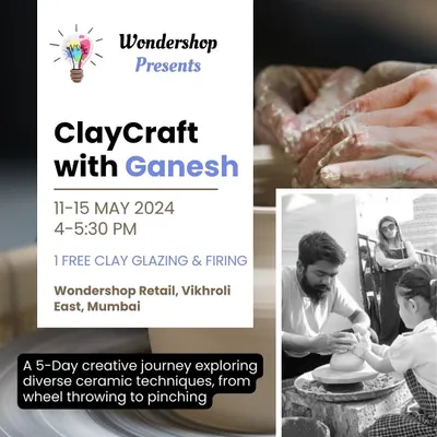 I invite you to join our ClayCraft workshop, a 5-day journey into the world of ceramics. We explore wheel throwing, pinching, and coiling, and you even get one piece glazed and fired for free.