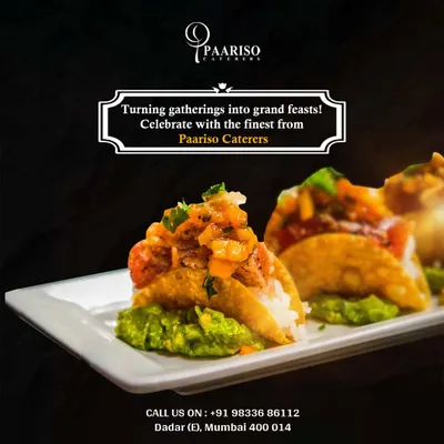 We turn gatherings into grand feasts with international flavors like these mini tacos. They are filled with fresh salsa and served on a bed of guacamole.