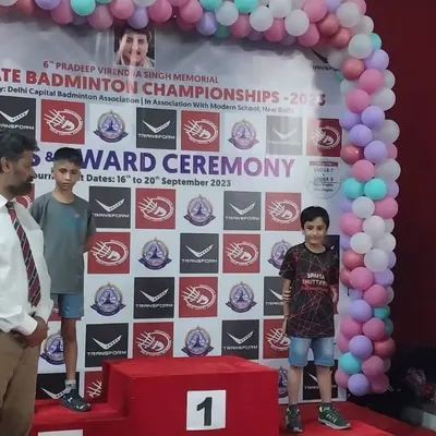 Celebrating a podium finish at the Delhi State Badminton Championships 2023. We are proud of our U-09 player for securing the silver medal.