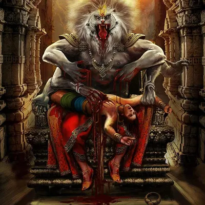 Lord Narasimha, the fierce protector, is worshipped to destroy evil and protect devotees from harm. This powerful depiction shows his victory over adharma (unrighteousness), a reminder that good always triumphs.