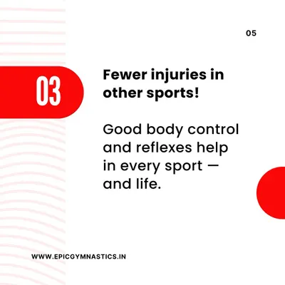 The body control and reflexes learned in gymnastics can lead to fewer injuries in other sports. We build a strong athletic foundation that serves children for life.