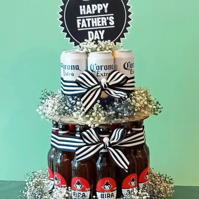 Is he the 'cheers before advice' kind of dad? This two-tiered beer cake, made with his favorite Bira and Corona, is the perfect fun and celebratory gift for the dad who appreciates a good drink.