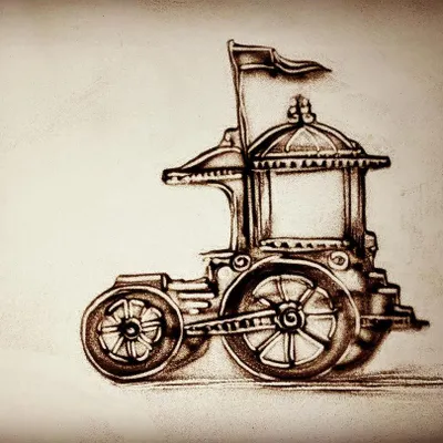 'Ready for a ride'. A whimsical sand drawing of a vintage-style vehicle. Sometimes I enjoy creating playful and imaginative scenes like this one.