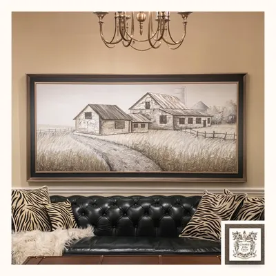 This heavily textured 3D wall art of a rustic barn scene brings the charm of the countryside indoors. The use of wood and stone embellishments adds a unique, tactile quality that makes the artwork come alive.