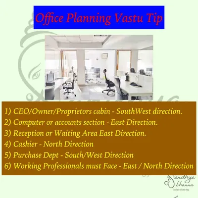 This graphic provides a quick checklist for a Vastu-compliant office layout, whether it's big or small. I've listed the ideal directions for the CEO's cabin, accounts section, reception, and more. Following these tips can make a noticeable difference in workflow and opportunities.