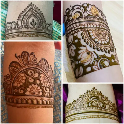 Here is a collection of some of my bridal arm band designs. These "startups" are the foundation of a full arm mehendi and can feature a variety of motifs and patterns.