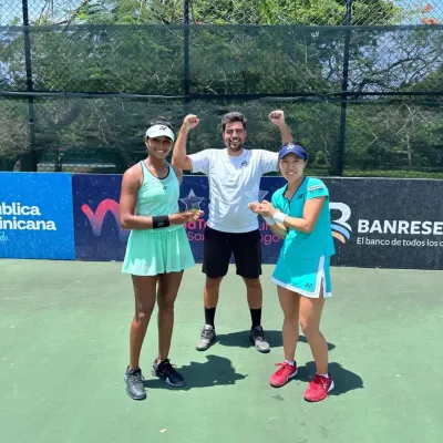 Celebrating a W35 doubles title with my partner Hiroko Kuwata. I'm so blessed to have these moments and a great team supporting me.