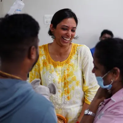 Sharing a laugh with doctors and nurses at The Child Trust Hospital in Chennai. Puppets have a unique ability to break the ice and bring a moment of lighthearted fun to the stressful healthcare environment.