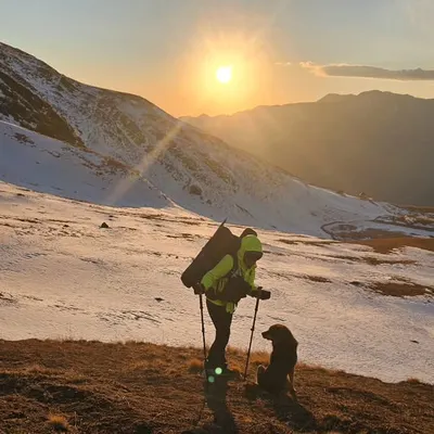 A sunrise on the trail with a four-legged companion. Solo trekking teaches you to rely on yourself and appreciate the quiet moments. Building the fitness for these journeys gives you the confidence to explore the world on your own terms.