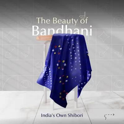 We introduce the beauty of Bandhani, often called India's own Shibori. This traditional art form creates stunning patterns through a meticulous process of tying and dyeing fabric.