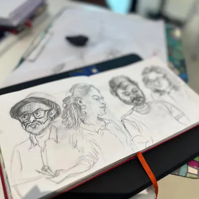 Quick pencil caricatures of my fellow artists during a sketch meet. These were fun, spontaneous portraits to capture their personalities while they were focused on their own art.