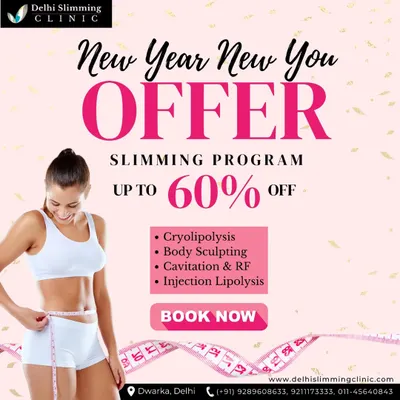 Start the new year with a commitment to your health. My "New Year, New You" offer provides a significant discount on my complete slimming program, which includes Cryolipolysis, Body Sculpting, and other advanced technologies to help you reach your fitness goals.