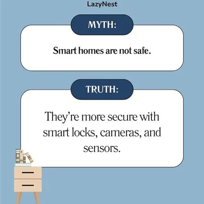 Myth: Smart homes are not safe. Truth: They're more secure with our smart locks, cameras, and sensors that give you more control and monitoring capabilities.