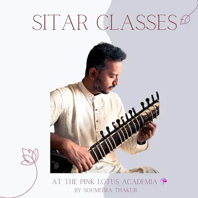 An invitation to begin your journey with the sitar at The Pink Lotus Academia. I provide structured lessons for all levels, available both online and in-person, to guide you in your musical sadhana.