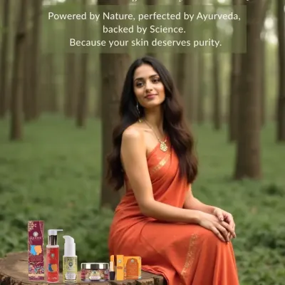 This is the heart of my brand: powered by nature, perfected by Ayurveda, and backed by science. I believe your skin deserves purity, which is why I create formulas that blend ancient wisdom with modern innovation.