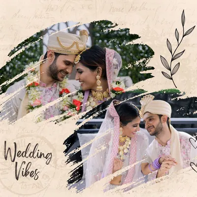 A beautiful collage celebrating a newly married couple. Their journey with us was built on mutual understanding and shared values, leading to this wonderful union.