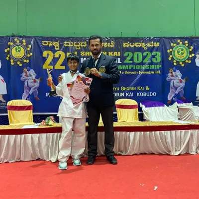 We are incredibly proud of our student, Noah from Shlok International School, who secured a Gold Medal in Kata and a Silver Medal in Fighting at the 22nd National Shokoshinkan Kai Championship. This is a testament to his hard work and the dedicated mentorship of our karate coach, Roopesh.