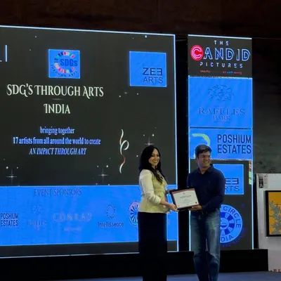 I was honored to be chosen to represent India for the "Sustainable Life below Water" goal as part of the SDGs Through Arts initiative. It was a wonderful moment to be recognized for creating art with a purpose.