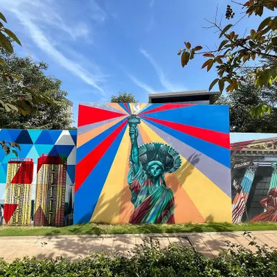 Our mural series for Sobha Townpark Manhattan is a vibrant, large-scale masterpiece. Inspired by the work of artist Kobra, this piece uses bold colors and geometric patterns to bring a slice of New York's energy to Bangalore.