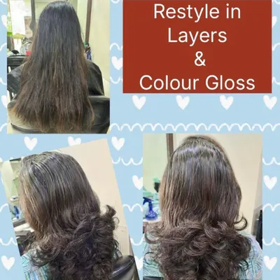 This makeover involved a complete restyle with layers and a color gloss. The new cut added volume and shape, while the gloss treatment refreshed the color and added incredible, healthy-looking shine.