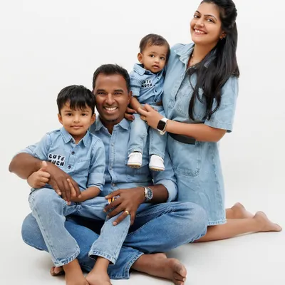 A complete family portrait is a must have. Here, everyone is coordinated in denim for a classic, cohesive look. My goal is to make everyone feel comfortable so we can get those beautiful, natural smiles.