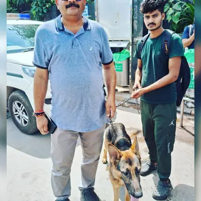The start of a long journey: picking up this German Shepherd and his owner in Dibrugarh, Assam, for the move to Delhi.