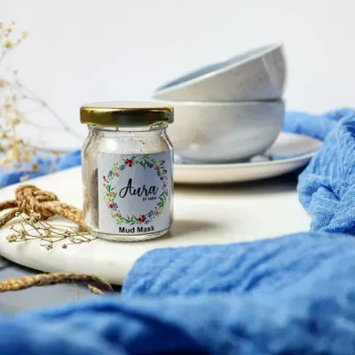 My detoxifying mud mask is made with a blend of volcanic clays and dried herbs. Just mix it with rose water to unclog your pores, detoxify your skin, and get an instant glow.