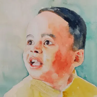 A commissioned watercolor portrait of a client's child. The goal was to capture that look of wonder and innocence. This is the kind of personal, soulful work I love to do.