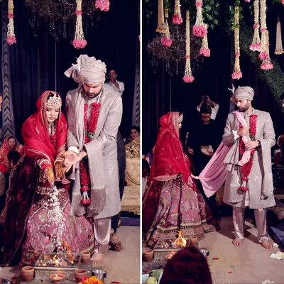 This diptych captures two key moments of a Hindu wedding ceremony. I document the rituals of the pheras around the sacred fire, focusing on the couple's joint participation in these important vows.