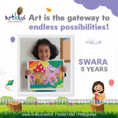 Five-year-old Swara's whimsical mushroom house is a perfect example of how art is a gateway to endless possibilities for our youngest students.