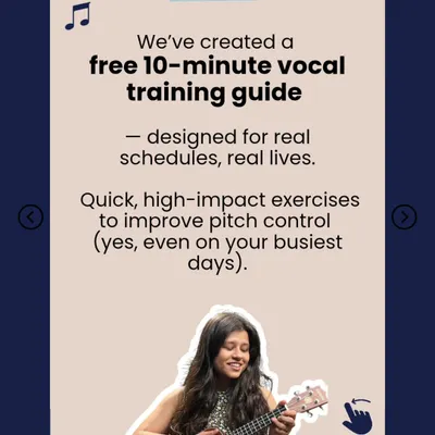 We've created a free 10-minute vocal training guide with quick, high-impact exercises to improve pitch control, even on your busiest days.