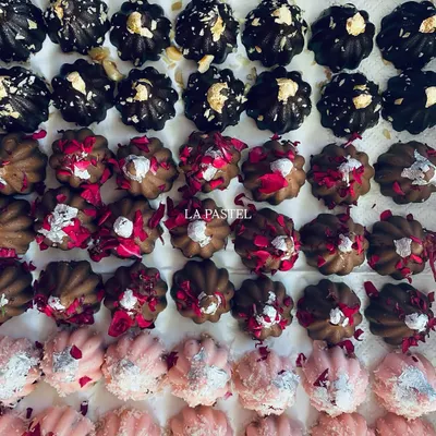 My premium chocolate modaks are a best-seller during Ganesh Chaturthi. Here you can see the variety of flavors, from dark chocolate to rose-dusted milk chocolate.