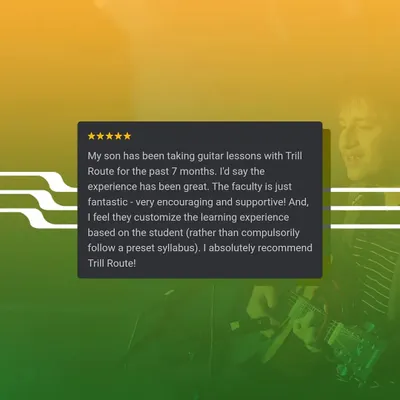 This review says it all: "they customize the learning experience based on the student." We pride ourselves on creating a flexible and encouraging environment for every musician.