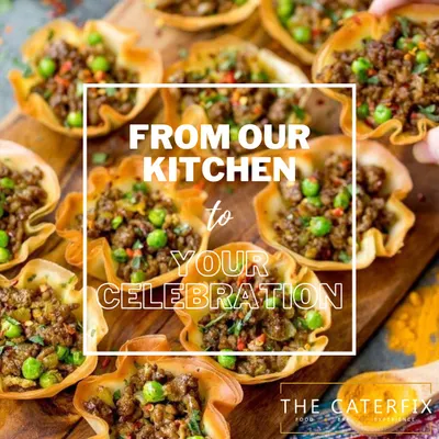 These are my signature mutton keema tarts, served with green peas in a crispy shell. They are a crowd favourite and a great example of the creative, flavourful appetisers I prepare for celebrations.