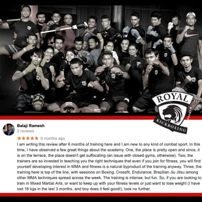 This image captures the strong sense of community and achievement we cultivate at the academy. The included review from a dedicated member highlights the supportive, effective, and motivating environment we provide. I bring this same focus on technique and personal growth to our children's martial arts classes, helping them build confidence and discipline.