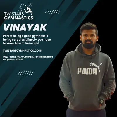 Meet Vinayak. He believes that discipline is the foundation of a good gymnast and focuses on teaching his students how to train right to achieve their goals.