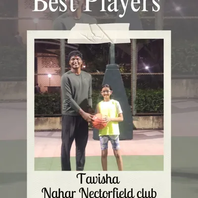Celebrating our best players at an inter-club basketball practice match. Here, Tavisha from Nahar Nectorfield club is recognized for her outstanding performance on the court.