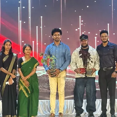Being honored on stage by the faculty of Seshadripuram Degree College. It was a privilege to serve as a judge and witness the amazing talent at their vibrant dance competition 💫