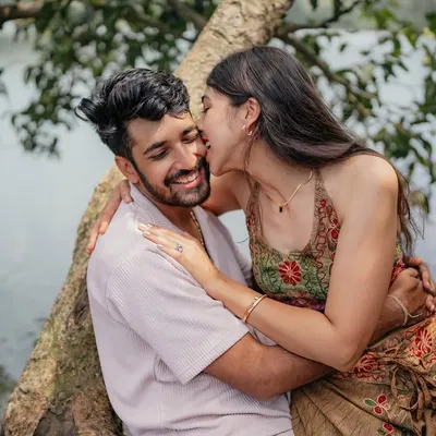 A sweet kiss on the cheek by the lake. These are the simple, heartfelt gestures that make the most beautiful pre-wedding memories.