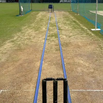Using some desi resources to get the work done. This simple setup with a chair helps bowlers visualize the target area and improve their accuracy.