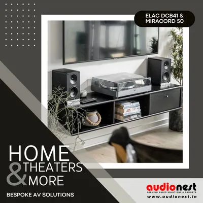 A perfect example of a modern Hi-Fi setup. This system pairs Elac's DCB41 active speakers with a Miracord 50 turntable, offering both digital streaming and classic vinyl playback in a stylish, minimalist package.