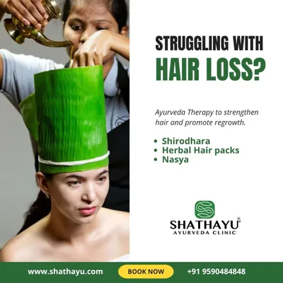 If you are struggling with hair loss, Ayurveda offers a path to regrowth. This image shows a unique herbal application, part of our therapy that includes Shirodhara, herbal hair packs, and Nasya to strengthen hair and promote new growth.