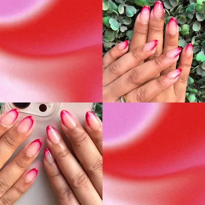 A vibrant and trendy take on the French manicure. I used a bright red for the tips on a clean, sheer base for a look that is both chic and bold.