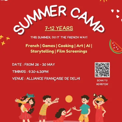 This summer, let your child do it the French way! Our summer camp for kids aged 7-12 is packed with French lessons, games, cooking, art, AI workshops, storytelling, and film screenings.