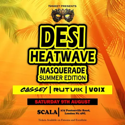 This poster was for the 'Desi Heatwave' Masquerade party at Scala, London. I love playing at these big Bollywood nights, sharing the stage with other talented DJs.