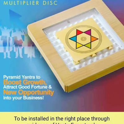 This is an Opportunity Multiplier Disc, a powerful pyramid yantra designed to boost growth and attract good fortune. I provide guidance on where to install it in your home or business for maximum effect.