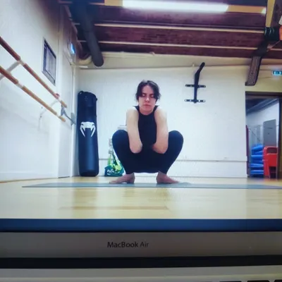 A glimpse into a private online session. Here, my student moves into Malasana, or a yogi squat. It's been my pleasure to guide her for over four years, all online, and watch her body open up on the mat.