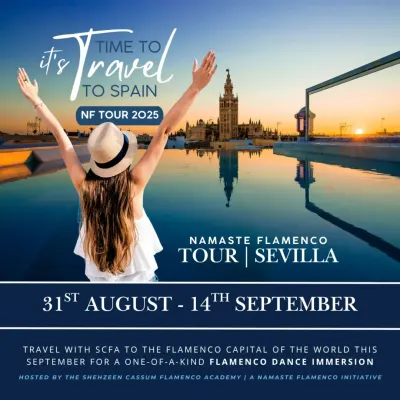 Our official announcement for the Namaste Flamenco Tour. This is a one-of-a-kind dance immersion hosted by my academy, designed for those ready to experience flamenco in all its glory in the south of Spain.